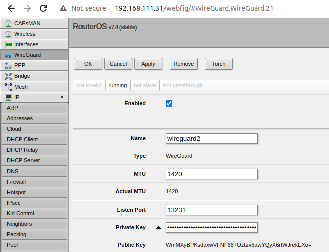 mikrotik2 wireguard interface