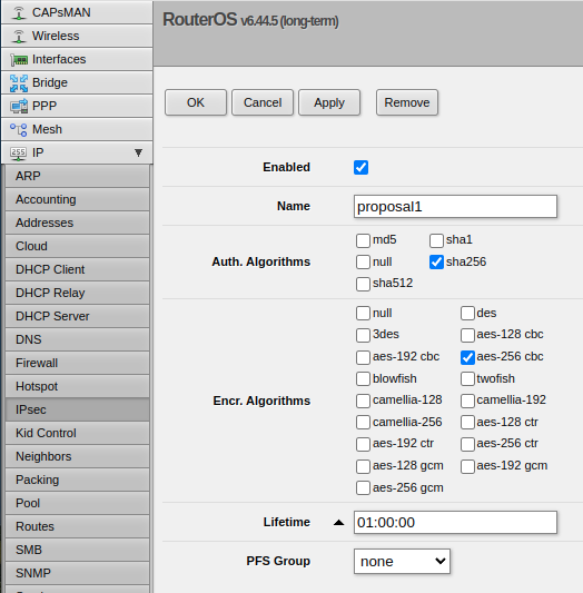 ip ipsec proposal